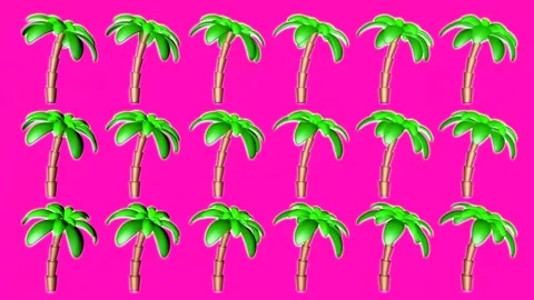 Background of palm trees on a pink background, spinning. Video stock 198906939