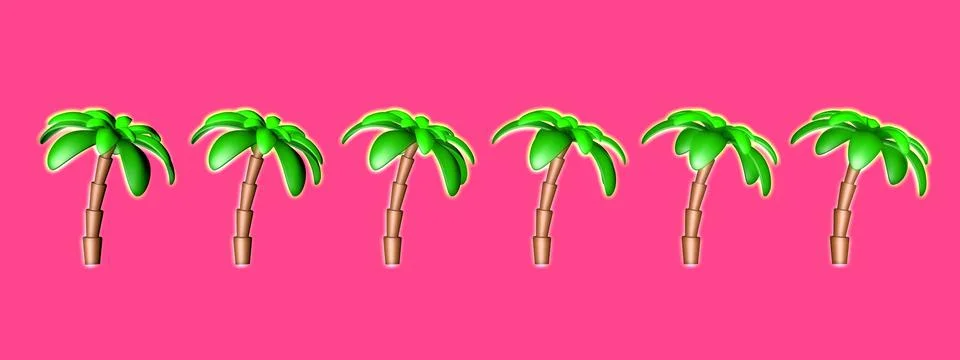 Background of palm trees on a pink background.Bright summer  3D rendering Stock-Illustration