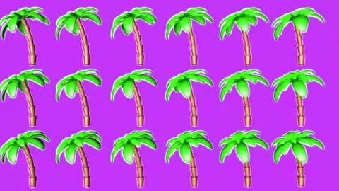 Background of palm trees on a purple background, spinning. Video stock 252088341