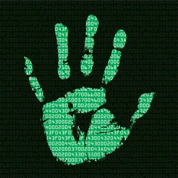 Background with palmprints and hexadecimal code イラスト素材