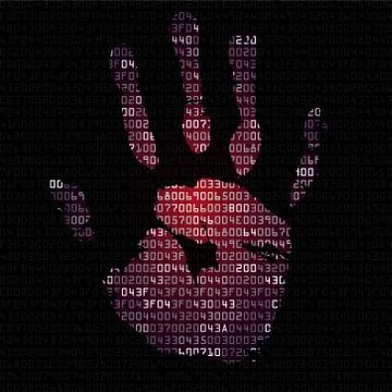 Background with palmprints and hexadecimal code Stock-Illustration