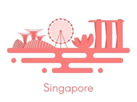 Background panorama of Singapore. Stock Illustration