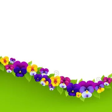 Background with pansies and leaf Stock Illustration