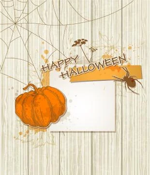 Background with paper and pumpkin Stock Illustration