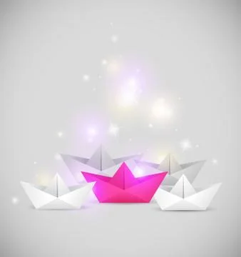 Background with paper boat Stock Illustration