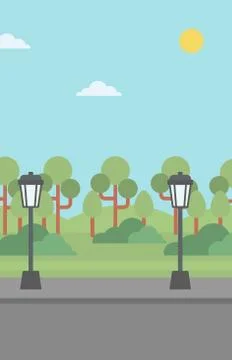 Background of park with streetlight Ilustração Stock