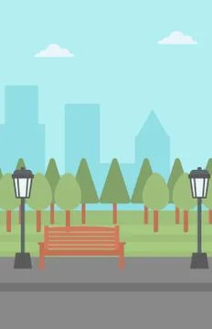 Background of park with streetlight Ilustração Stock