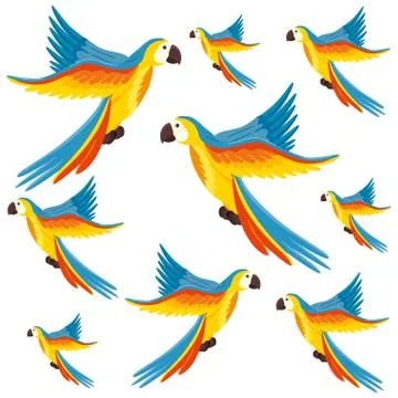 Background of parrots animals exotic Illustrazione stock