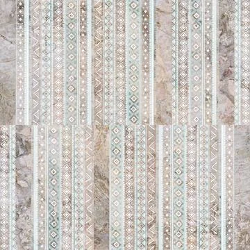 Background of Patchwork mixing stone or marble with decoration pattern. Stock Photos