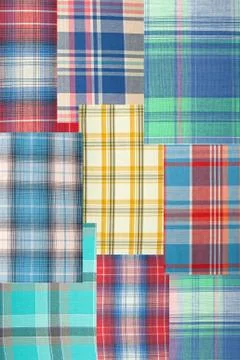 Background patchwork plaid fabric Stock Photos