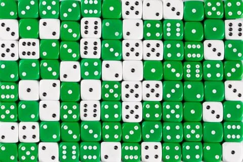 Background patteren of random ordered green and white dices Stock Photos