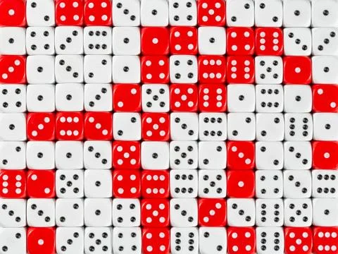 Background patteren of random ordered white and red dices Stock Photos