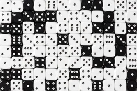 Background patteren of random ordered white and black dices Stock Photos