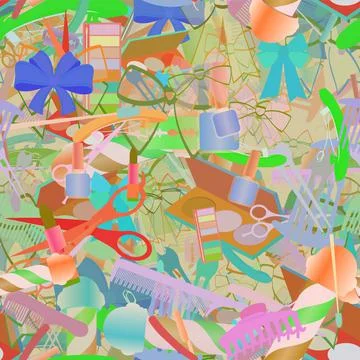 Background pattern abstract seamless design texture. Theme is about scissors, Stock Illustration