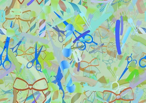 Background pattern abstract seamless design texture. Theme is about scissors, イラスト素材