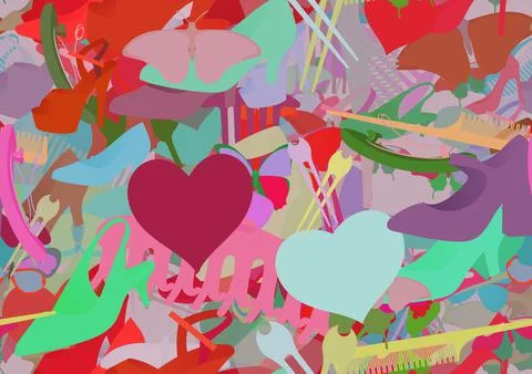 Background pattern abstract seamless design texture. Theme is about hearts, o Stock Illustration