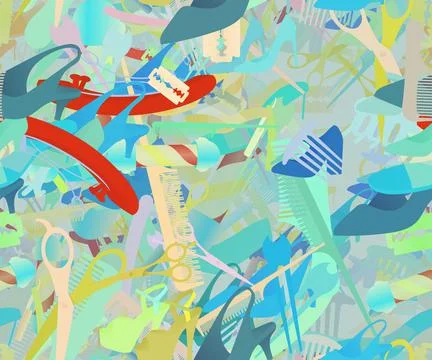 Background pattern abstract seamless design texture. Theme is about scissors, Stockillustratie
