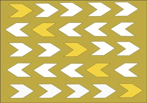 Background pattern arrows two-coloured in white and yellow, background ochre, Stock Illustration