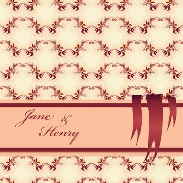 Background with pattern of autumn wild grape branches and ribbon Illustrazione stock