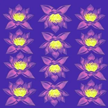 Background pattern with beautiful spring flowers lotus Stock Illustration