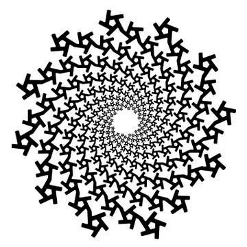 Background, pattern, black and white spiral pattern. Round centered Halftone  Ilustração Stock