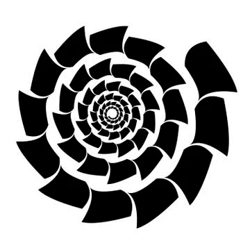 Background, pattern, black and white spiral pattern. Round centered Halftone  Ilustração Stock