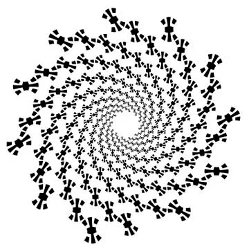 Background, pattern, black and white spiral pattern. Round centered Halftone  Illustrazione stock