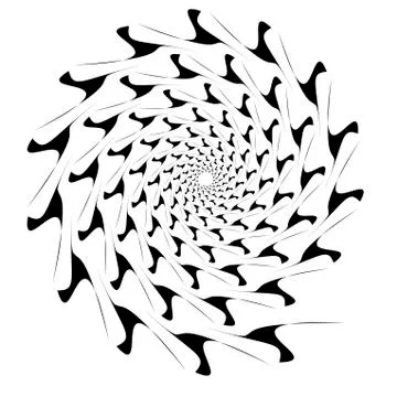 Background, pattern, black and white spiral pattern. Round centered Halftone  Ilustração Stock