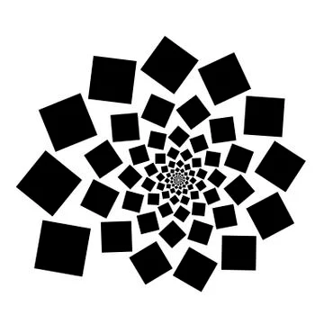 Background, pattern, black and white spiral pattern. Round centered Halftone  Ilustração Stock