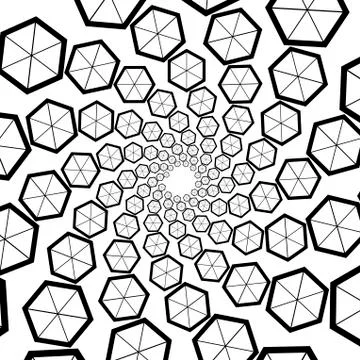 Background, pattern, black and white spiral pattern. Round centered Halftone  Ilustración de archivo