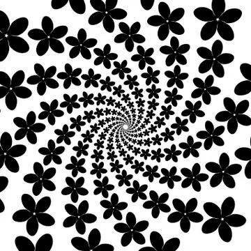Background, pattern, black and white spiral pattern. Round centered Halftone  Ilustração Stock