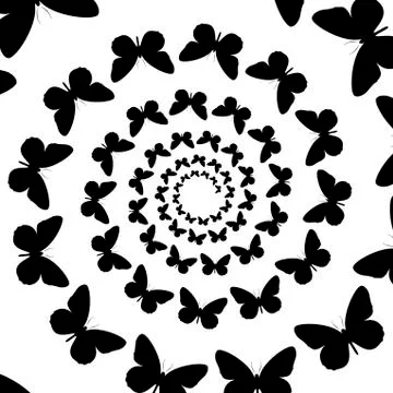 Background, pattern, black and white spiral pattern. Round centered Halftone  Illustrazione stock