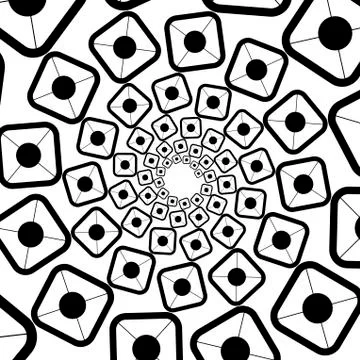 Background, pattern, black and white spiral pattern. Round centered Halftone  스톡 일러스트