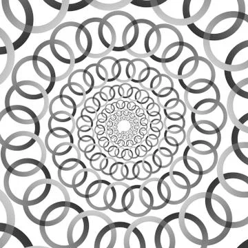 Background, pattern, black and white spiral pattern. Round centered Halftone  Illustrazione stock