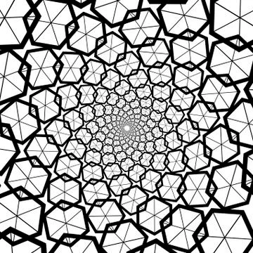 Background, pattern, black and white spiral pattern. Round centered Halftone  Illustrazione stock