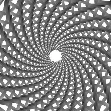 Background, pattern, black and white spiral pattern. Round centered Halftone  Ilustração Stock