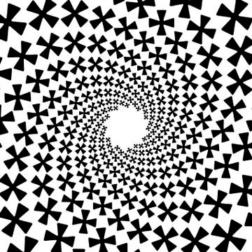 Background, pattern, black and white spiral pattern. Round centered Halftone  Ilustração Stock