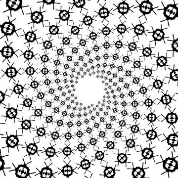 Background, pattern, black and white spiral pattern. Round centered Halftone  Stock Illustration