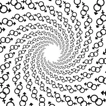 Background, pattern, black and white spiral pattern. Round centered Halftone  Ilustração Stock