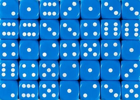 Background pattern of blue dices, random ordered Stock Photos