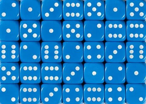 Background pattern of blue dices, random ordered Stock Photos