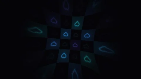 Background pattern with blue heart shapes and dark squares Stock Footage 338178810