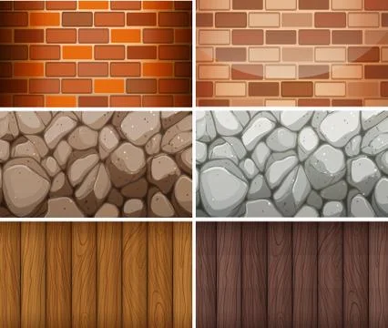 Background pattern with bricks and woods Stock Illustration
