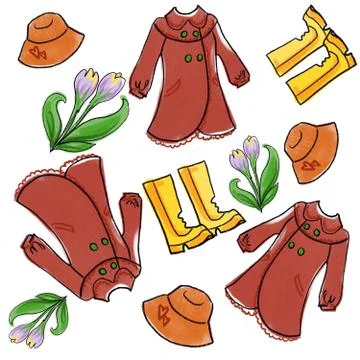 Background pattern with cute spring illustrations Stock Illustration