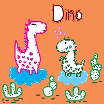Background pattern dinosaur funny set Illustrazione stock
