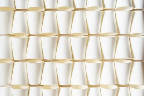 Background pattern of empty white paper cups Stock Photos