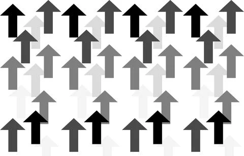 Background pattern of evenly spaced arrow symbols of different shade of color Stock Illustration