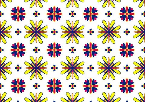 Background pattern featuring symmetrical motifs resembling flowers. It show.. Stock Illustration