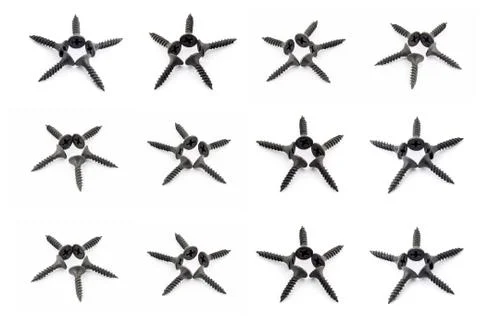 Background pattern five-pointed stars of isolated screws Stock Photos