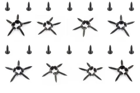 Background pattern five-pointed stars and lines of isolated screws Stock Photos